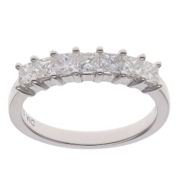 18ct White Gold 0.75ct Princess Cut Diamond Seven Stone Eternity Ring