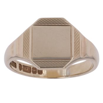 9ct Yellow Gold Patterned Signet Ring