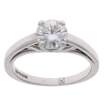 9ct White Gold Moissanite Single Stone Ring