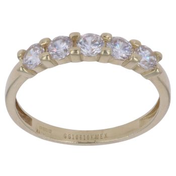 9ct Yellow Gold Cubic Zirconia Five Stone Ring