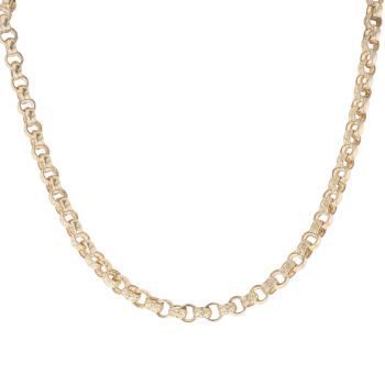 9ct Yellow Gold Patterned Belcher Chain 16"