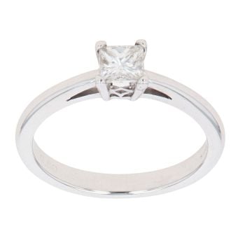 18ct White Gold 0.50ct Princess Cut Diamond Solitaire Ring