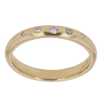 18ct Yellow Gold 0.10ct Diamond Five Stone 3.1mm Wedding Band
