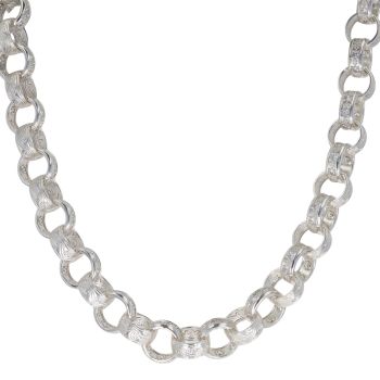 Silver Patterned Cubic Zirconia Belcher Chain 24"