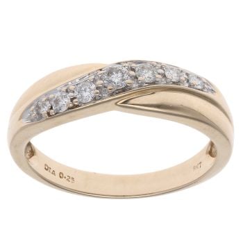 9ct Yellow Gold 0.25ct Brilliant Cut Diamond Crossover Ring