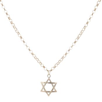 9ct Yellow Gold Star Of David Pendant And Chain 18"