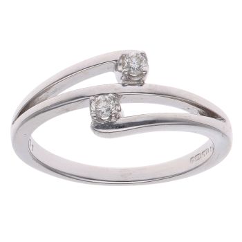 9ct White Gold 0.11ct Diamond Two Stone Fancy Ring
