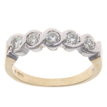 18ct Yellow and White Gold 0.50ct Brilliant Cut Diamond Five Stone Ring