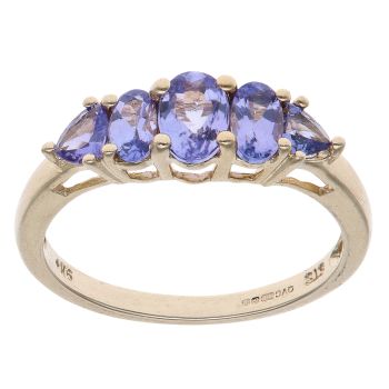 9ct Yellow Gold Tanzanite Five Stone Ring