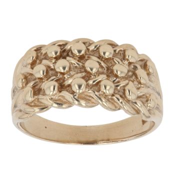 9ct Yellow Gold Three Row Keeper Ring