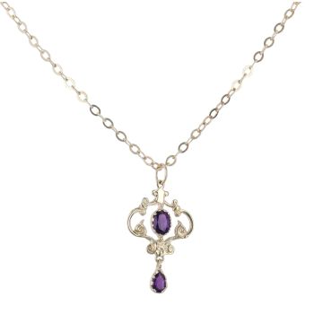 9ct Yellow Gold Amethyst Pendant and Chain 22"