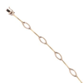 9ct Yellow And White Gold Fancy Oval Link Bracelet 7"