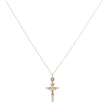 9ct Yellow Gold Crucifix Pendant and Chain 18"