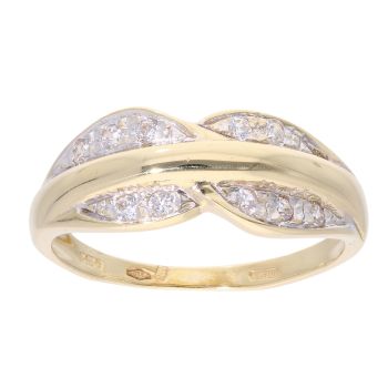 18ct Yellow Gold Cubic Zirconia Leaf Ring
