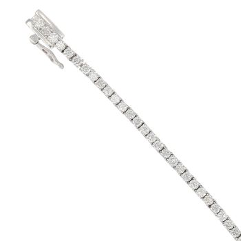 9ct White Gold 3.00ct Brilliant Cut Diamond Tennis Bracelet 7"