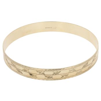 9ct Yellow Gold Two Row Star Patterned Bangle