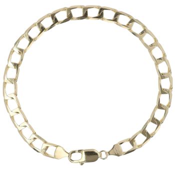 9ct Yellow Gold Square Curb Bracelet 8.5"