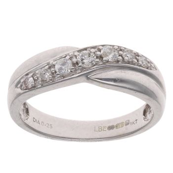 9ct White Gold 0.25ct Brilliant Cut Diamond Crossover Ring
