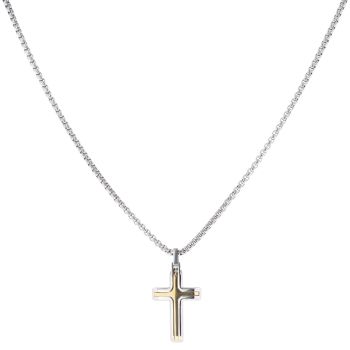 Unique & Co Stainless Steel and Gold IP Plated Cross Pendant and Chain 20"
