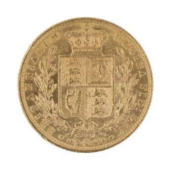 1872 Victoria Young Head Shield Back UK Full Sovereign Coin