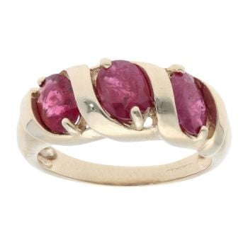 9ct Yellow Gold Three Stone Ruby Ring