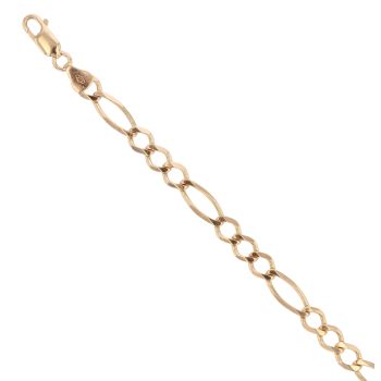 9ct Yellow Gold Figaro Bracelet 7"