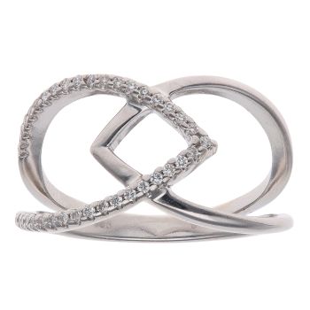 14ct White Gold 0.16ct Brilliant Cut Diamond Fancy Ring