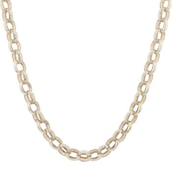 9ct Yellow Gold Plain and Patterned Belcher Chain 30"