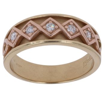 18ct Yellow and Rose Gold 0.15ct Brilliant Cut Diamond Clogau Ring