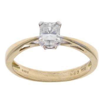 18ct Yellow Gold 0.53ct Radiant Cut Diamond Solitaire Ring