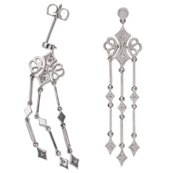 18ct White Gold 0.05ct Brilliant Cut Diamond Drop Earrings