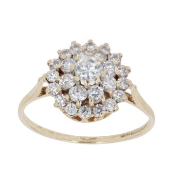 9ct Yellow Gold Cubic Zirconia Cluster Ring