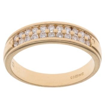 18ct Yellow Gold 0.30ct Brilliant Cut Two Row Diamond Ring