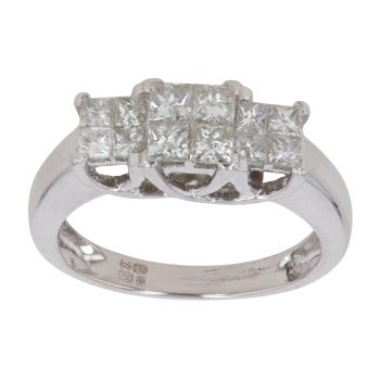 18ct White Gold 1.00ct Princess Cut Diamond Cluster Ring