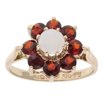 9ct Yellow Gold Opal and Garnet Ring
