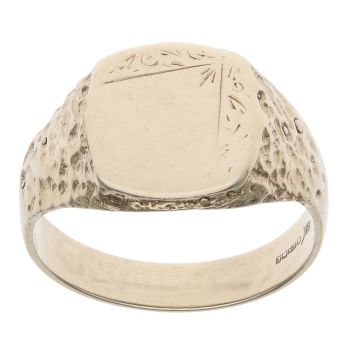9ct Yellow Gold Patterned and Plain Signet Ring