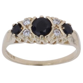 9ct Yellow Gold Cubic Zirconia and Sapphire Fancy Ring