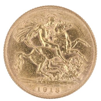 1913 George V Large Head UK Half Sovereign Coin