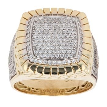 14ct Yellow Gold Monaco Cubic Zirconia Signet Ring