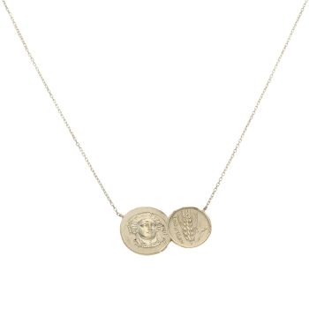 9ct Yellow Gold Double Coin Fancy Pendant and Chain 16"
