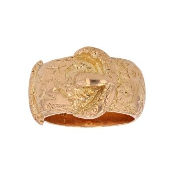 18ct Yellow Gold Patterned Buckle Ring