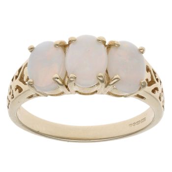 9ct Yellow Gold Opal Three Stone Ring