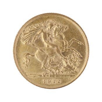 1912 George V Large Head UK Half Sovereign Coin