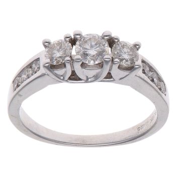 18ct White Gold 1.00ct Brilliant Cut Diamond Trilogy Ring