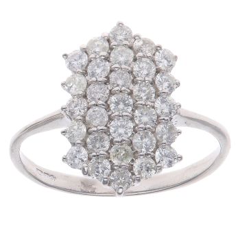 9ct White Gold 1.25ct Brilliant Cut Diamond Cluster Ring