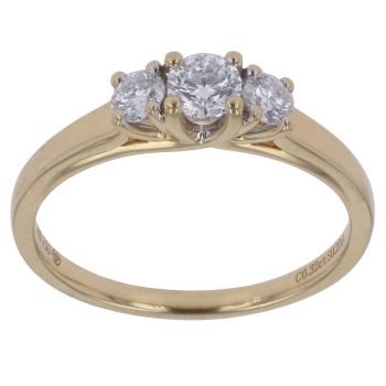 18ct Yellow Gold 0.59ct Brilliant Cut Diamond Trilogy Ring