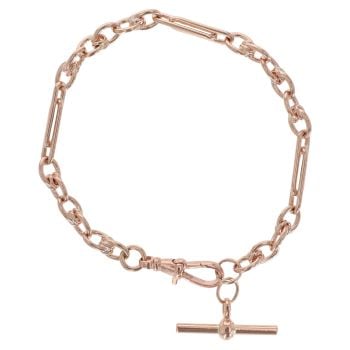 9ct Rose Gold T-Bar Fancy Bracelet 8"