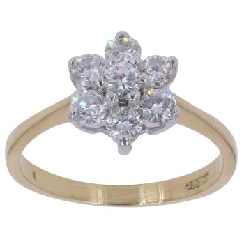18ct Yellow Gold 0.70ct Brilliant Cut Diamond Cluster Ring