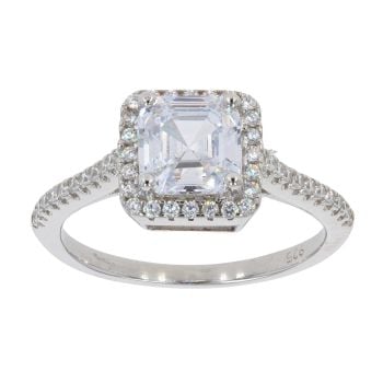 Silver Cubic Zirconia Square Cluster Ring by Icesia