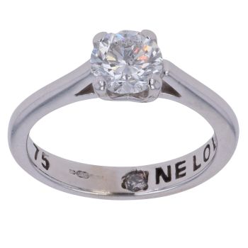 18ct White Gold 0.75ct Brilliant Cut Diamond One Love Solitaire Ring